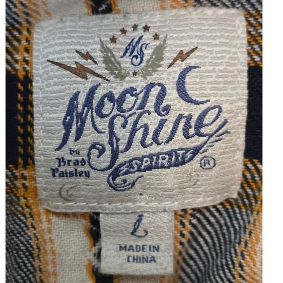 Brad Paisley Moon Shine Spirit Western Plaid Pearl Snap Men's Dress Shirt L - Picture 4 of 5
